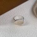 Anello aperto in argento sterling S925 con cabochon ovale in pietra di luna - Argento 925 / Anello Aperto Pietra Ovale Bianca (D588)