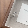 Minimalistischer S925 Sterling Silber Doppel-Ring mit Perlen und offenem Design - Einstellbar Offen / Silber