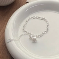 S925 sterling silver lily of the valley bracelet with lucky square tag for women - 925 Silver / Silver