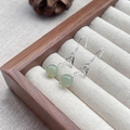 Eleganti orecchini a foglia di bambù in argento S925 con pendenti in giada nefrite - Argento