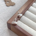 Orecchini a perno ovali minimalisti in argento S925 con chiusura a vite sicura - Argento 925 / Argento