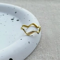 Minimalist S925 sterling silver golden wavy ring with a polished mirror finish for women - Adjustable Open / Gold