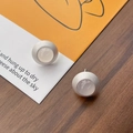 S925 sterling silver round stud earrings with white moonstone and threaded texture finish - 925 Silver / Silver-White Agate