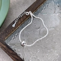 Bracciale minimalista in argento sterling 925 con perla e catena scintillante - Argento 925 / Argento