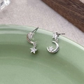 Eleganti orecchini a stella e luna in argento S925 con zirconi cubici scintillanti - Argento 925 / Argento
