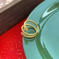 Vintage golden S925 sterling silver dragon ring with triple-wrap scale texture design - Adjustable Open / Gold