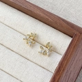 Elegante S925 sterling zilveren korenaren oorknopjes met goudlaag en zirkoonstenen - 925 zilver / Goud