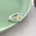 Minimalistischer S925 Silberring mit Sonnenstrahl-Muster und grünem Zirkonstein - Einstellbar Offen / Silber