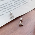 S925 sterling silver cross screw back earrings featuring colorful zircon stones inlay - 925 Silver / Cross Style