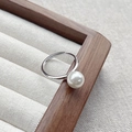 Eleganter S925 Sterling Silber Ring verstellbar mit glänzender weißer Perle für Damen - Einstellbar Offen / Perle (Weißgoldfarbe)