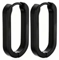 Pair of minimalist matte black stainless steel U-shaped geometric hoop earrings - Flat U-Shape Black (Single Piece)