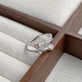 Anello aperto in argento sterling S925 con stella traforata e zircone bianco per donna - Aperto Regolabile / Argento