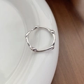 Irregular textured S925 sterling silver open ring with bionic bone-like structure - Adjustable Open / White Gold