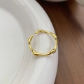 Minimalist S925 sterling silver ring with irregular texture and gold finish open design - Adjustable Open / Gold