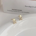Eleganti orecchini a lobo a stella in argento S999 dorato con cristalli per donna - Argento 990 / Oro
