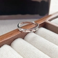 S925 sterling silver interlocking chain ring for couples in a wooden jewelry gift box - Male Style / White Gold
