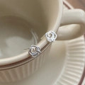 Minimalist S999 sterling silver hollow rose flower stud earrings in elegant silver finish - Hollow Rose Style (C483)