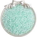Faceted mint green glass seed beads with AB luster finish in vintage silver tray - 4mm / Light Green