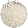 Iridescent milky white faceted crystal glass beads in a silver bow tray for DIY - 4mm / Beige