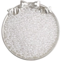 Transparent white glass seed beads for DIY jewelry making displayed on a silver bow tray - White (DJ1)