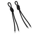 Pair of black PU leather knotted cords with silver metal tips for DIY bags and charms - Black Style (6003148521161) / Total Length 18cm (1 Piece/Pack) / Black