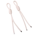 Colgante de nudo de cuero PU blanco crema con puntas de metal plateado para bolsos DIY - Estilo Blanco Roto (6003148521163) / Longitud Total 18cm (1 Pieza/Paquete) / Blanco Roto