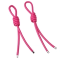 Par de colgantes de cuero PU rosa brillante con puntas de metal plateado para bolsos - Estilo Rosa Fuerte (6003148521165) / Longitud Total 18cm (1 Pieza/Paquete) / Rosa Roja
