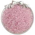 Pink transparent glass seed beads in a decorative silver tray for DIY jewelry making - Lotus Root Pink(DJ22)