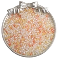 Mixed yellow and orange glass seed beads in a decorative bow tray for DIY jewelry - DJ Orange Series