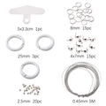 Kit completo de accesorios para joyas DIY con anillas, cierres y hilo metálico plateado - Aprox. 55pcs Juego de Accesorios para Joyería DIY (Cuentas de Posicionamiento, Argollas, Cierre) / Blanco