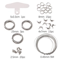 Kit de creación de joyas con cierres de langosta anillos abiertos cuentas y hilo de acero - Aprox. 55pcs Juego de Accesorios para Joyería DIY (Cuentas de Posicionamiento, Argollas, Cierre) / Oro blanco