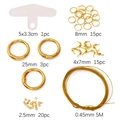Kit de joyería DIY dorado con hilos metálicos, anillos, cierres de resorte y ganchos - Aprox. 55pcs Juego de Accesorios para Joyería DIY (Cuentas de Posicionamiento, Argollas, Cierre) / Dorado