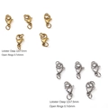 Golden and steel lobster clasp with open rings set for DIY jewelry making 12x7.5mm - Lobster Clasp and Open Jump Ring Set / 12x7.5mm (5 Sets/Pack) / Gold