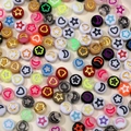 Perline piatte in acrilico colorato 7x4mm con motivi celesti dorati per gioielli fai da te - Colori Misti Casuali