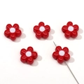 DIY craft 11mm red acrylic flower beads with white center for handmade jewelry - 11mm (5 Pieces/Pack) / Red
