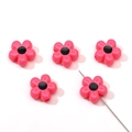 Pink 11mm acrylic flower beads with black center for DIY bracelet and jewelry making - 11mm (5 Pieces/Pack) / Rose Red