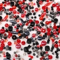 Mixed red and black glass seed beads set with round, tube, and faceted shapes for DIY jewelry - 82# Multi-Shape Mixed Beads / 10g/Pack (Approx. 90-140 Pieces) / Red & Black Series
