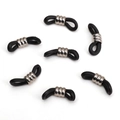 Conectores ajustables de silicona negra para cordón de gafas con muelle de plata - 20x6mm (2 Piezas/Paquete) / Aro Curvo de Platino + Silicona Negra