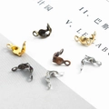 DIY jewelry connector set with multi-color metal end caps in gold, silver and bronze finish - 4x7mm / Random Mixed Colors