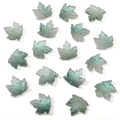Translucent grey-green maple leaf glass beads with iridescent blue sequins for DIY jewelry - 16x15mm Hole 1mm 30pcs/Pack / Mint Green Glow