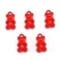 Five pieces of red translucent acrylic bear charms for DIY jewelry making and crafts - 11x21mm Hole Approx 2mm / 10 Pieces Pack / Red