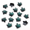 15pcs 16x15mm green maple leaf glass beads with glitter for DIY bracelet making - Peacock Green Gilded