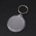 Clear round acrylic keychain blank with silver metal ring for DIY crafting and photo frames - Round