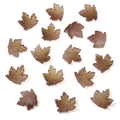 Brown gradient glass maple leaf beads with gold glitter for DIY jewelry making - Grey Brown Gilded