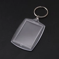 Rectangle transparent acrylic photo frame keychain with silver metal ring for DIY craft - Rectangular Arc