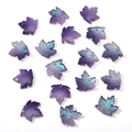 16pcs maple leaf beads in purple and blue glitter resin with pre-drilled holes for DIY - Deep Purple Orchid