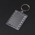 Rectangular clear acrylic photo frame keychain with diamond cut edges and silver metal ring - Rectangular Scalloped
