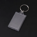 Rectangle clear acrylic keychain with silver metal ring for DIY photo insertion - Rectangle