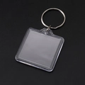 DIY clear square acrylic photo frame keychain with silver metal ring for custom pictures - Square