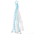 Sky blue and white floral lace tassel charm with woven rope and blue flower embroidery - Total Length 21cm / Blue